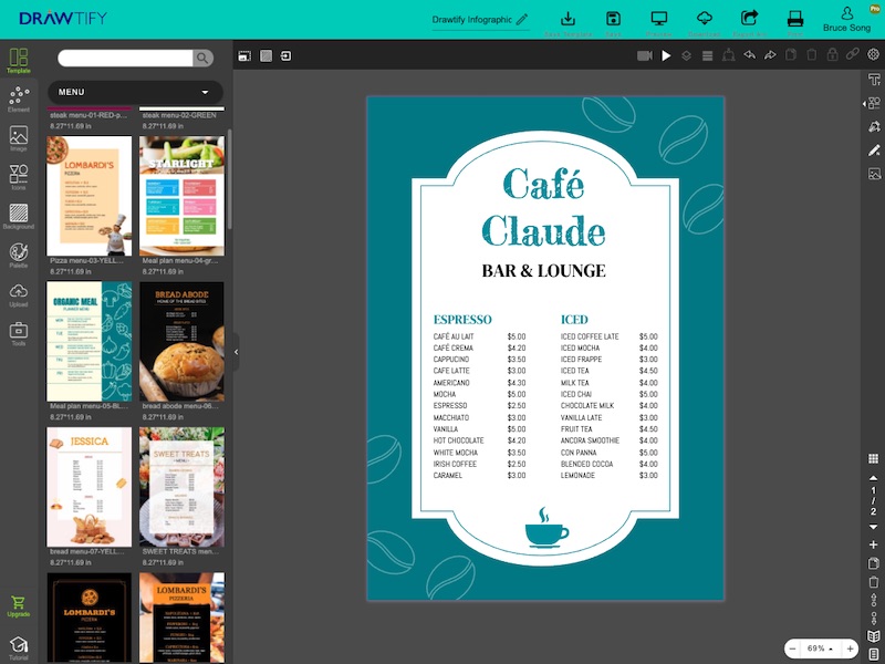 Free Menu Maker Online Restaurant Menu Template Drawtify